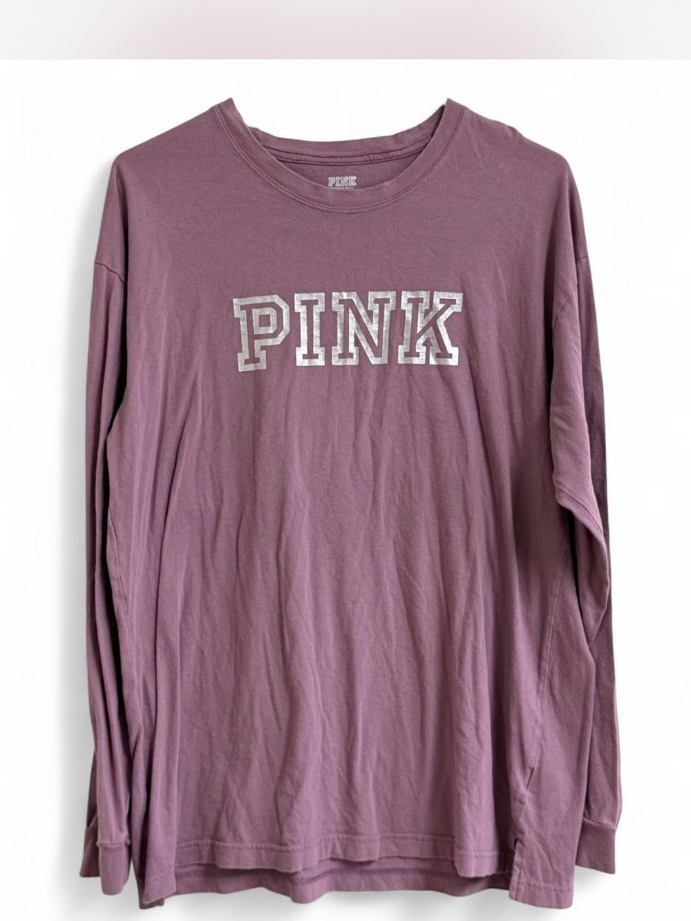 PINK Victoria's Secret Long-Sleeve Crewneck Tee in Dusty Mauve